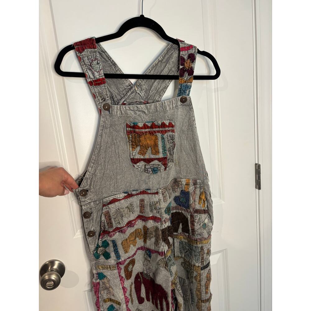 Sacred Threads Elephant Patchwork Cotton Overalls… - image 5
